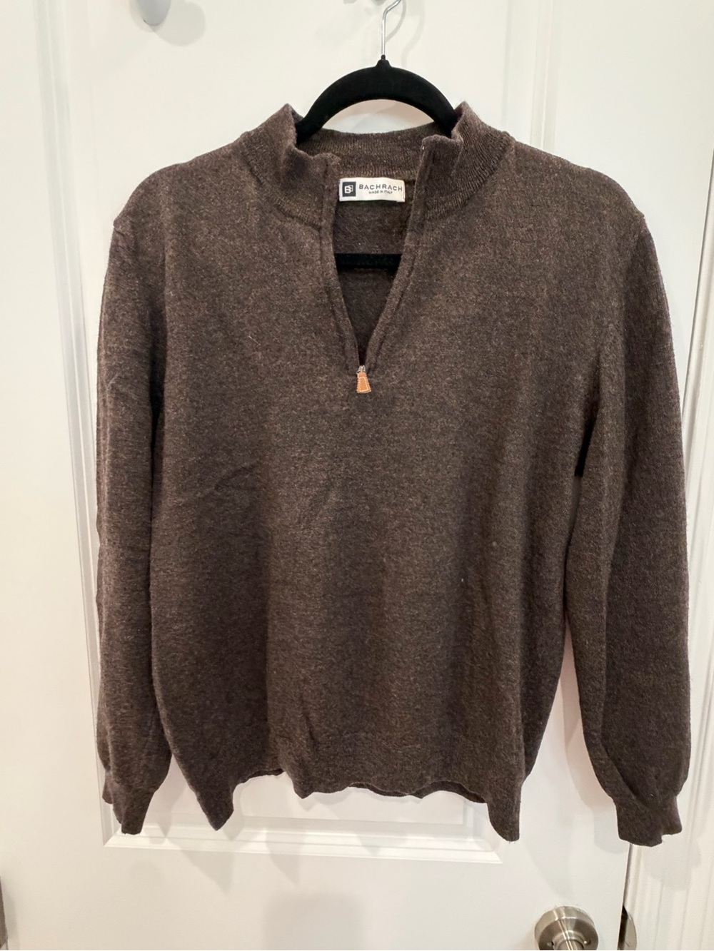 Bachrach Men Half Zip Mock Neck Sweater in Dark Brown
